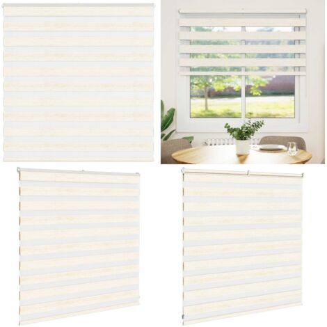 Estor cebra beige mármol tejido ancho 135,9 cm poliéster - Estor cebra - Persiana de madera