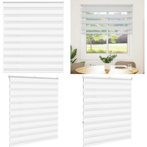 Estor cebra blanco 130x150 cm tejido ancho 125,9 cm poliéster - Estor cebra - Persiana cebra