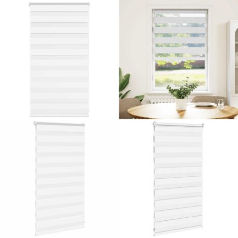 Estor cebra blanco 90x100 cm tejido ancho 85,9 cm poliéster - Estor cebra - Persiana cebra