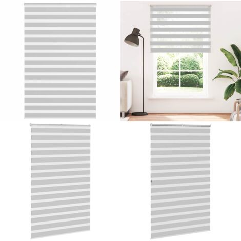 Estor cebra gris claro 140x200cm tejido ancho 135,9cm poliéster - Estor cebra - Persiana de tela