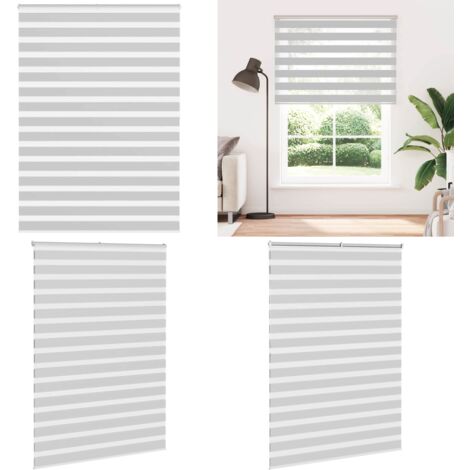 Estor cebra gris claro 160x200cm tejido ancho 155,9cm poliéster - Estor cebra - Persiana de tela