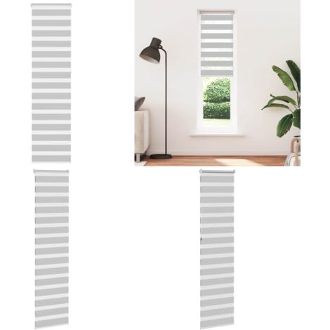 Estor cebra gris claro 60x230 cm tejido ancho 55,9 cm poliéster - Estor cebra - Estor gris claro