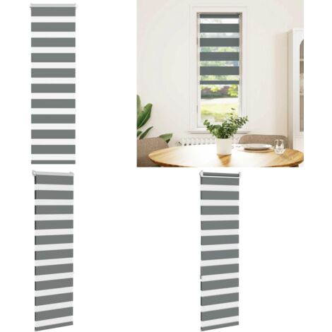 Estor cebra gris oscuro 40x150cm tejido ancho 35,9 cm poliéster - Estor cebra - Persiana de tela