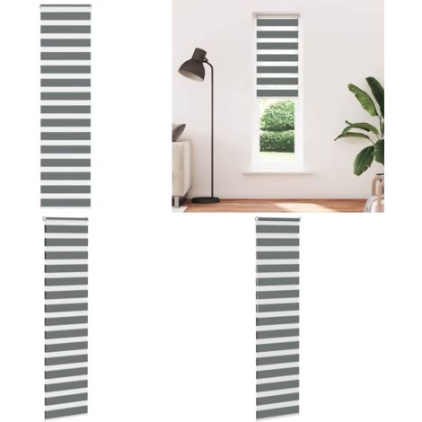 Estor cebra gris oscuro 65x200cm tejido ancho 60,9 cm poliéster - Estor cebra - Estor gris oscuro