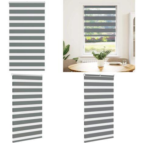 Estor cebra gris oscuro 80x150cm tejido ancho 75,9 cm poliéster - Estor cebra - Estor gris oscuro