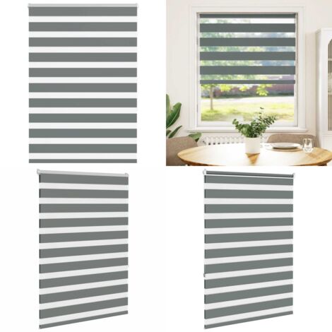 Estor cebra gris oscuro tejido ancho 100,9 cm poliéster - Estor cebra - Persiana de tela