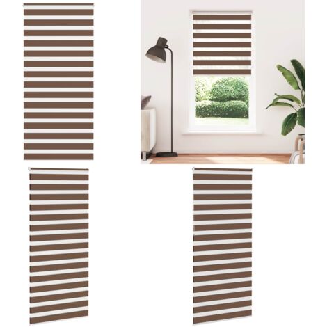 Estor cebra marrón 105x230 cm tejido ancho 100,9 cm poliéster - Estor cebra - Persiana enrollable