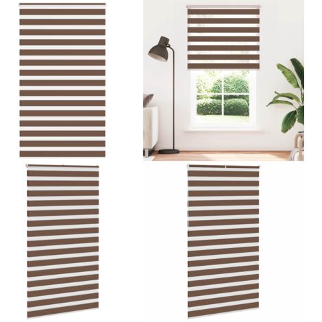 Estor cebra marrón 130x230 cm tejido ancho 125,9 cm poliéster - Persiana enrollable - Estor marrón