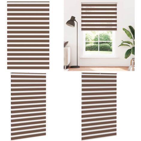 Estor cebra marrón 140x200 cm tejido ancho 135,9 cm poliéster - Estor cebra - Persiana enrollable