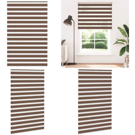 Estor cebra marrón 145x200 cm tejido ancho 140,9 cm poliéster - Estor cebra - Persiana enrollable