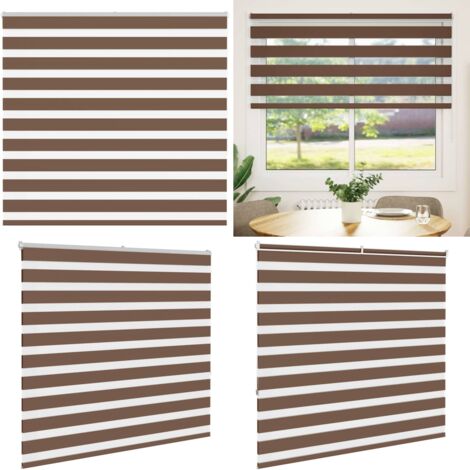 Estor cebra marrón 160x150 cm tejido ancho 155,9 cm poliéster - Estor cebra - Persiana enrollable