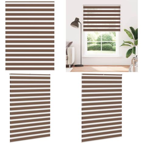 Estor cebra marrón 165x200 cm tejido ancho 160,9 cm poliéster - Estor marrón - Persiana enrollable