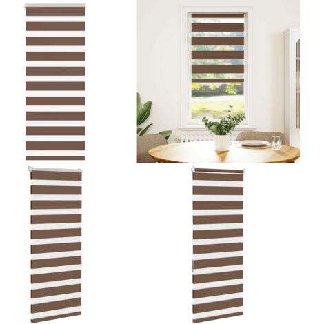 Estor cebra marrón 55x150 cm tejido ancho 50,9 cm poliéster - Estor cebra - Persiana enrollable