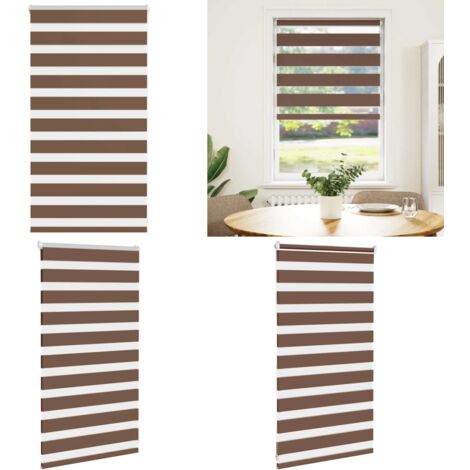 Estor cebra marrón 80x100 cm tejido ancho 75,9 cm poliéster - Estor cebra - Persiana enrollable