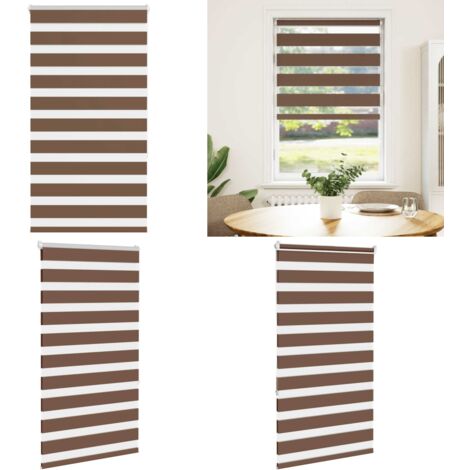 Estor cebra marrón 80x150 cm tejido ancho 75,9 cm poliéster - Estor cebra - Persiana enrollable