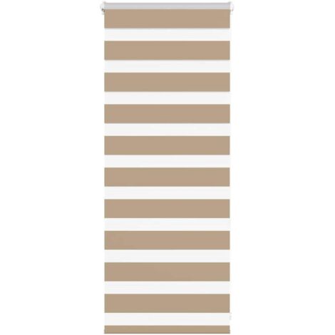 Estor cebra marrón arena tejido ancho 55,9 cm poliéster