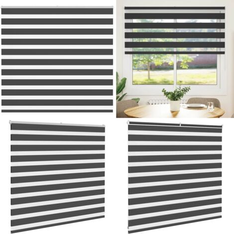 Estor cebra negro 160x100 cm tejido ancho 155,9 cm poliéster - Estor negro - Persiana de tela