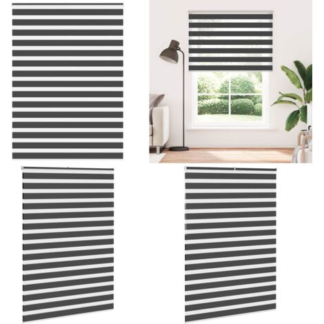 Estor cebra negro 160x230 cm tejido ancho 155,9 cm poliéster - Estor negro - Estor enrollable