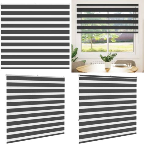 Estor cebra negro 165x150 cm tejido ancho 160,9 cm poliéster - Estor negro - Persiana de tela