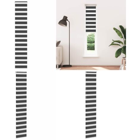 Estor cebra negro 40x230 cm tejido ancho 35,9 cm poliéster - Estor negro - Persiana de tela