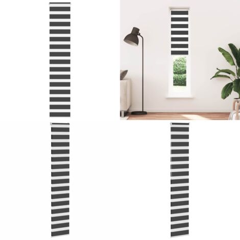 Estor cebra negro 45x200 cm tejido ancho 40,9 cm poliéster - Estor negro - Persiana de tela