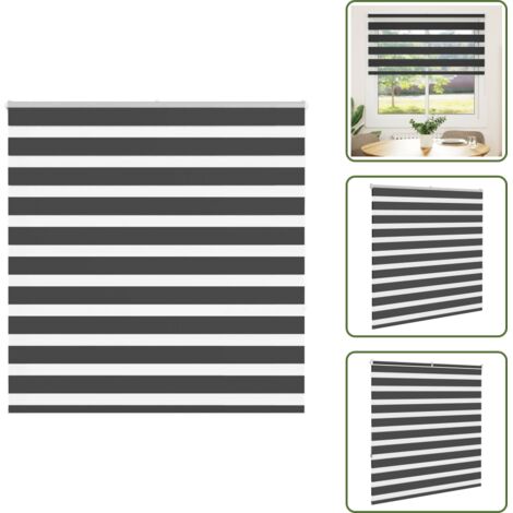 Estor con cadena - vidaXL Estor cebra negro 140x150 cm tejido ancho 135,9 cm poliéster - Persiana con protección solar