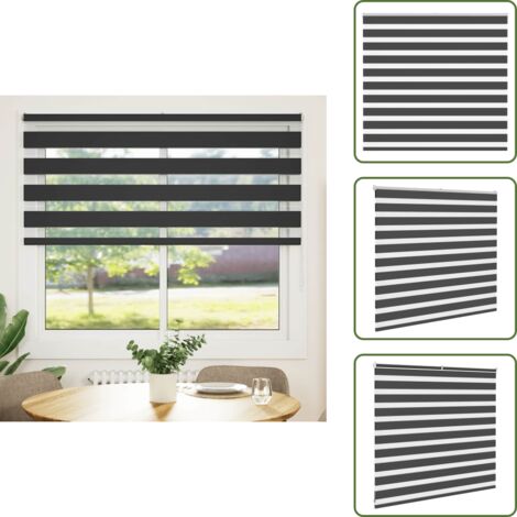Estor con cadena - vidaXL Estor cebra negro 155x100 cm tejido ancho 150,9 cm poliéster - Persiana de poliéster