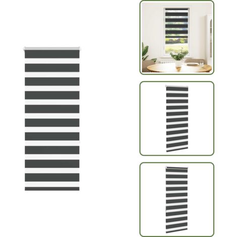 Estor con cadena - vidaXL Estor cebra negro 65x150 cm tejido ancho 60,9 cm poliéster - Persiana de poliéster