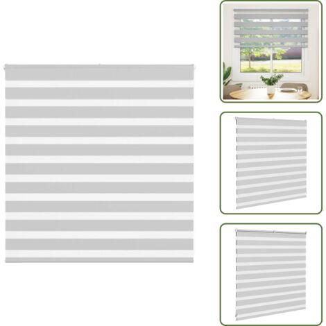 Estor de poliéster - vidaXL Estor cebra gris claro 140x100cm tejido ancho 135,9cm poliéster - Persiana con cadena