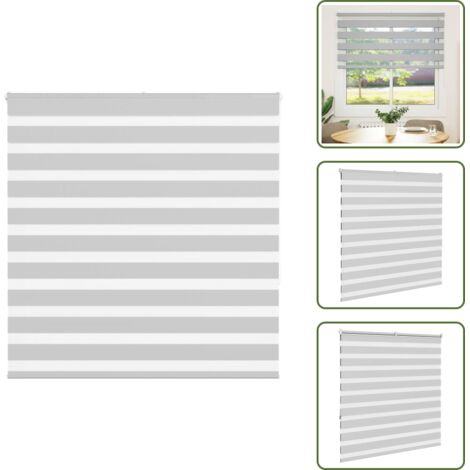 Estor de poliéster - vidaXL Estor cebra gris claro 145x150cm tejido ancho 140,9cm poliéster - Persiana con cadena