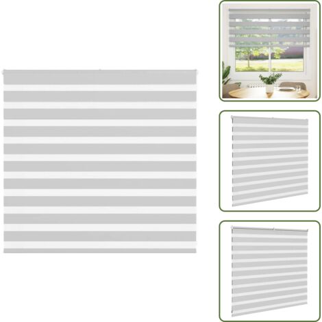 Estor de poliéster - vidaXL Estor cebra gris claro 160x100cm tejido ancho 155,9cm poliéster - Persiana con cadena