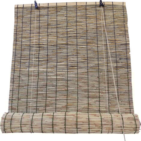 Estor Enrollable 90X200CM Compuesto 100% Bambú Natural Cortina Para Ventana o Puerta Persiana Madera Beige