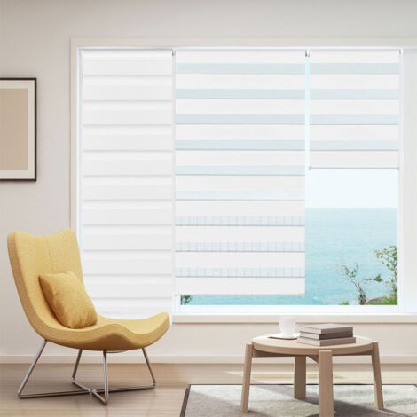Estor enrollable cebra día-noche 60 x 170 cm blanco