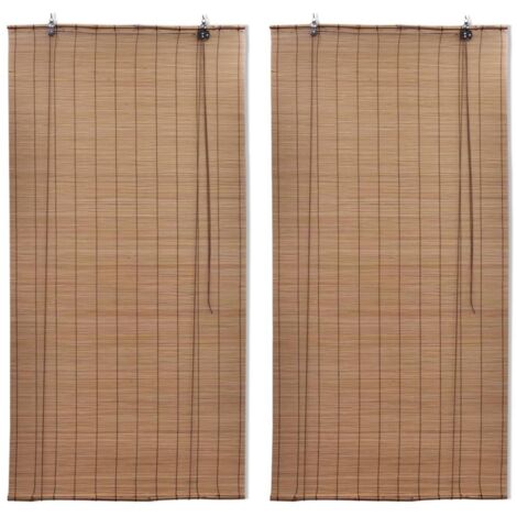 Estor enrollable de bambú 2 unidades marrón 150x220 cm