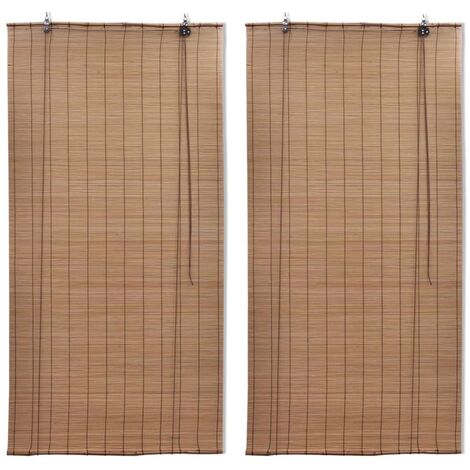 Estor enrollable de bambú 2 unidades marrón 150x220 cm vidaXL