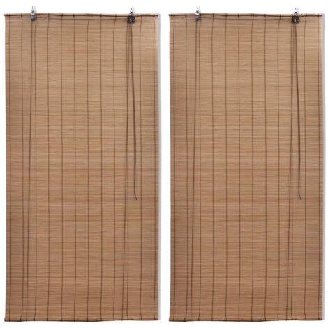 Estor enrollable de bambú 2 unidades marrón 80x160 cm