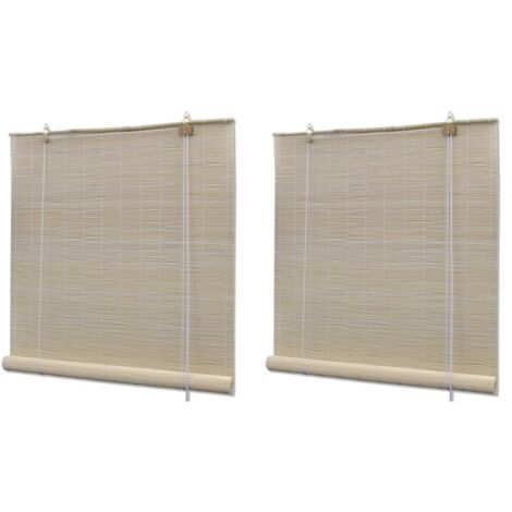 Estor enrollable de bambú natural 2 unidades 120x160 cm
