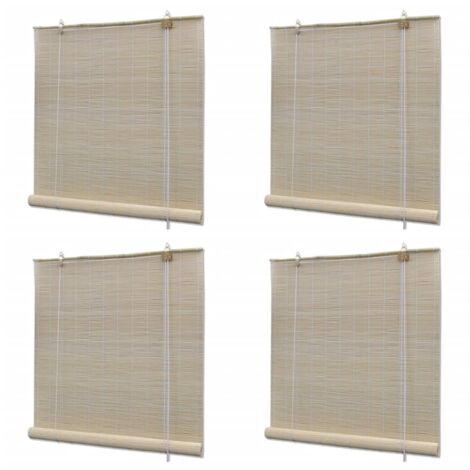 Estor enrollable de bambú natural 4 unidades 120x160 cm