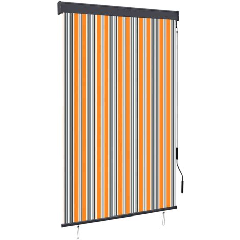 Estor enrollable de exterior amarillo y azul 120x250 cm