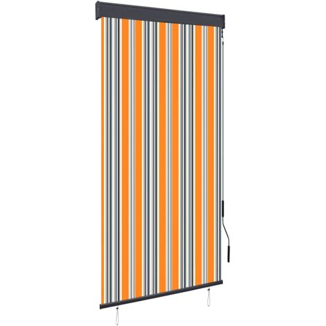 Estor enrollable de exterior amarillo y azul 80x250 cm