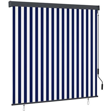Estor enrollable de exterior azul y blanco 160x250 cm