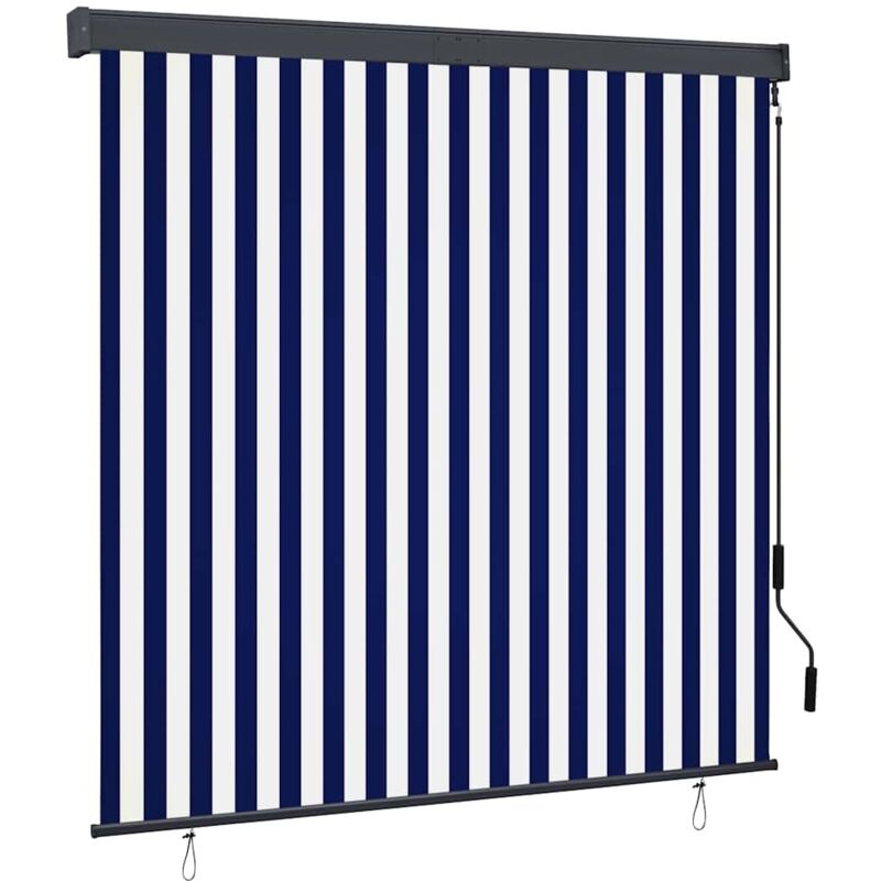 

vidaXL Estor enrollable de exterior azul y blanco 160x250 cm - Azul