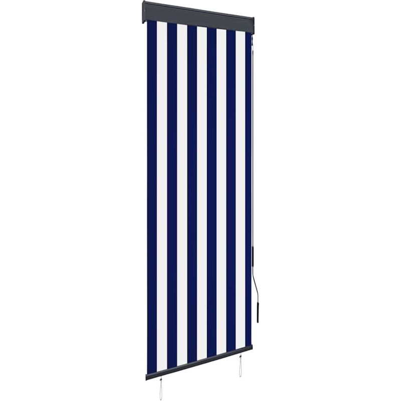 

vidaXL Estor enrollable de exterior azul y blanco 60x250 cm - Azul