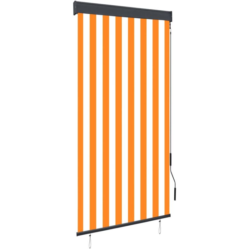 

vidaXL Estor enrollable de exterior blanco y naranja 80x250 cm - Naranja