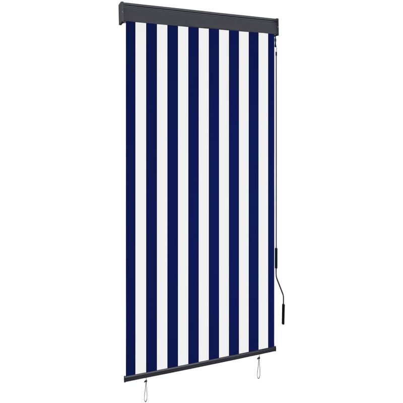 

Estor enrollable de exterior azul y blanco 80x250 cm