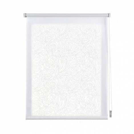 Estor Plegable con varillas estor textil traslúcido Rayas blanco 105 x 175  cm