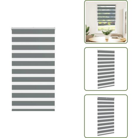 Estor enrollable - vidaXL Estor cebra gris oscuro 70x100cm tejido ancho 65,9 cm poliéster - Privacidad