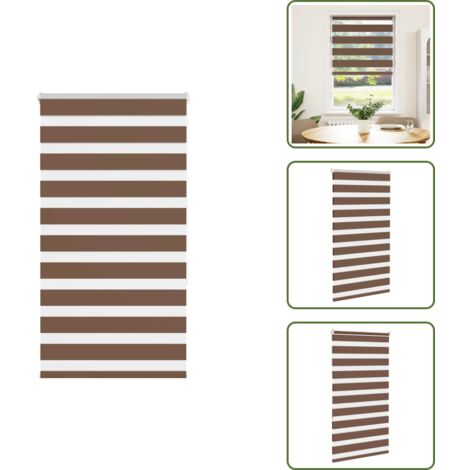 Estor enrollable - vidaXL Estor cebra marrón 90x150 cm tejido ancho 85,9 cm poliéster - Persiana con cadena