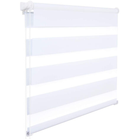 Estor enrollable Zebra día y noche doble capa 100x220 cm blanco 190000853