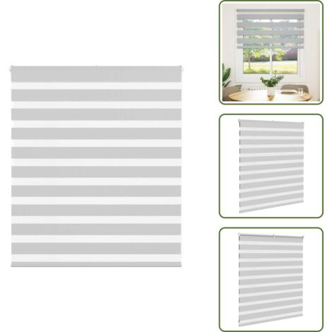 Estor gris claro - vidaXL Estor cebra gris claro 130x100cm tejido ancho 125,9cm poliéster - Persiana con cadena